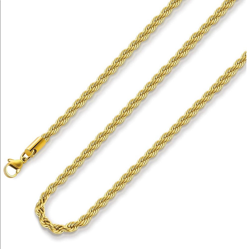 18k Real Gold Plated Rope Chain Stainless Steel